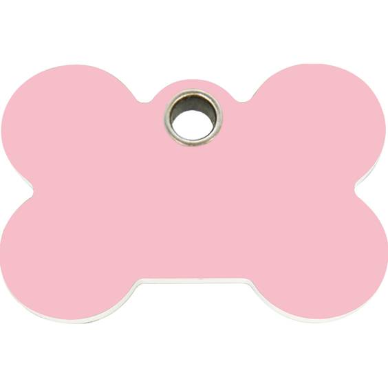 Médaille plastique Os rose clair pour chien