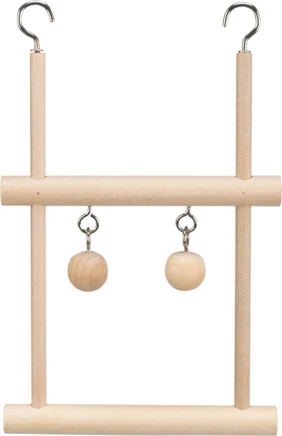 Double balançoire en bois 2 clochettes pour oiseau