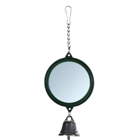 Miroir rond oiseau 1 clochette 7 cm