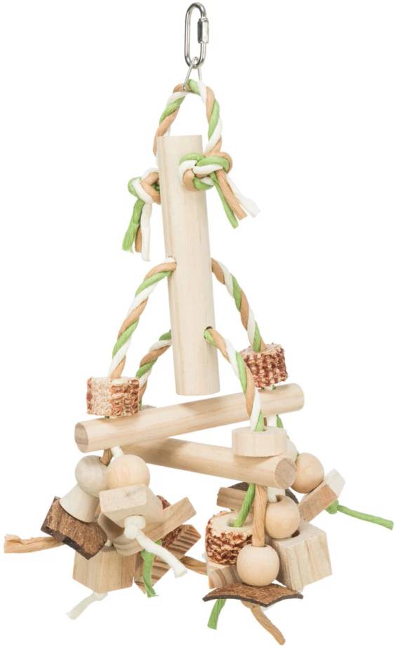 Jouet oiseau bois coloré avec ruban 31 cm