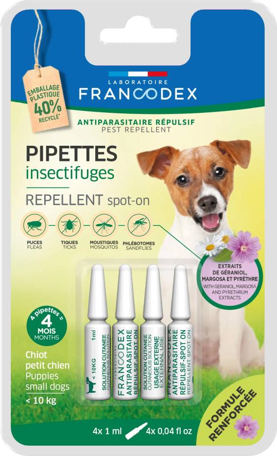 Pipettes antiparasitaires chien 10 à 20 kg Francodex