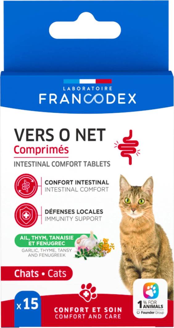 Vers O Net comprimés chat 15 comprimés Francodex
