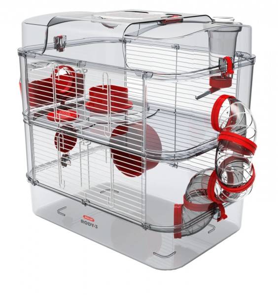 Cage Rody 3 Duo rouge grenadine pour hamster