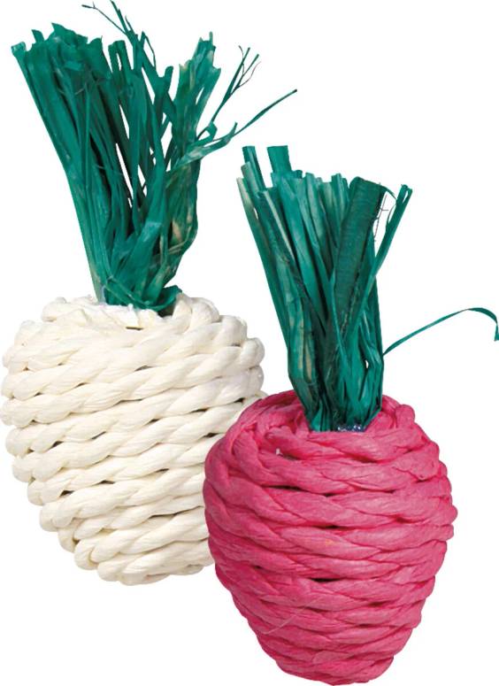 2 jouets pour rongeur radis en paille