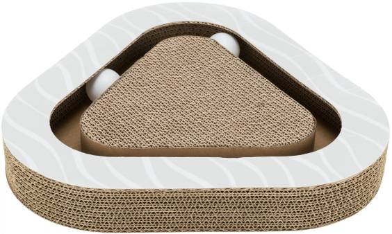 Plaque griffoir avec carton et balles pour chat