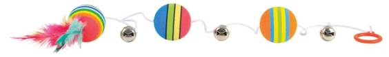 Balles arc-en-ciel sur bande élastique pour chaton