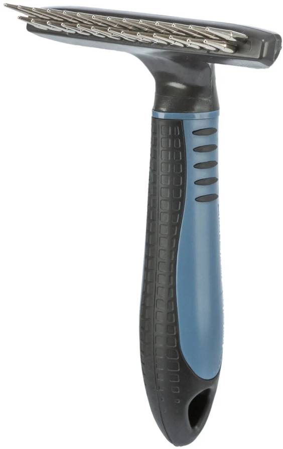 Étrille démêlante poil long 2 rangées pour chien 15 cm