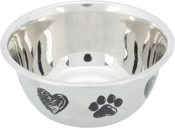 Gamelle inox motif coeur patte pour chien