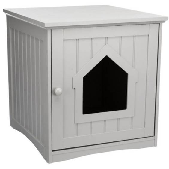 Cabane pour bac à litière pour chat gris