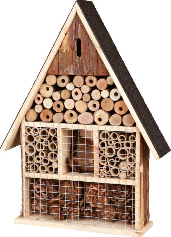 Hôtel à insectes artisanal en bois naturel 35 x 50 cm