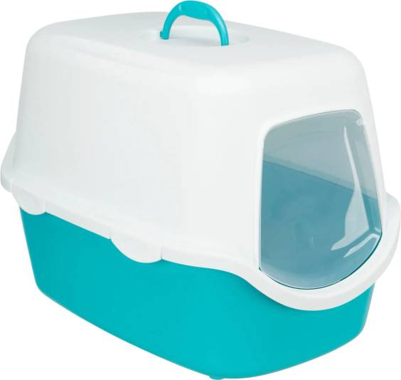 Maison de toilette pour chat avec couvercle bleu