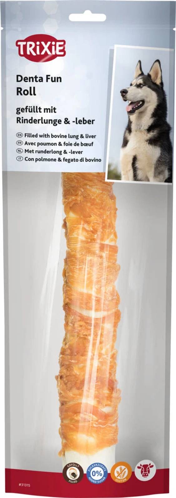 Rouleau Filled Chicken Chewing Roll pour chien 28 cm