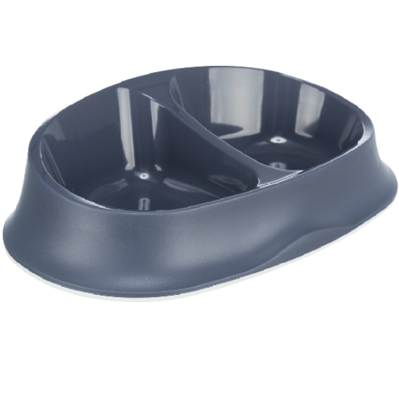 Gamelle double plastique bleue 0,25 L pour chien