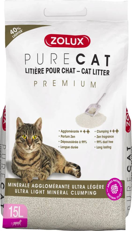 Litière minérale premium agglomérante ultra légère pour chat