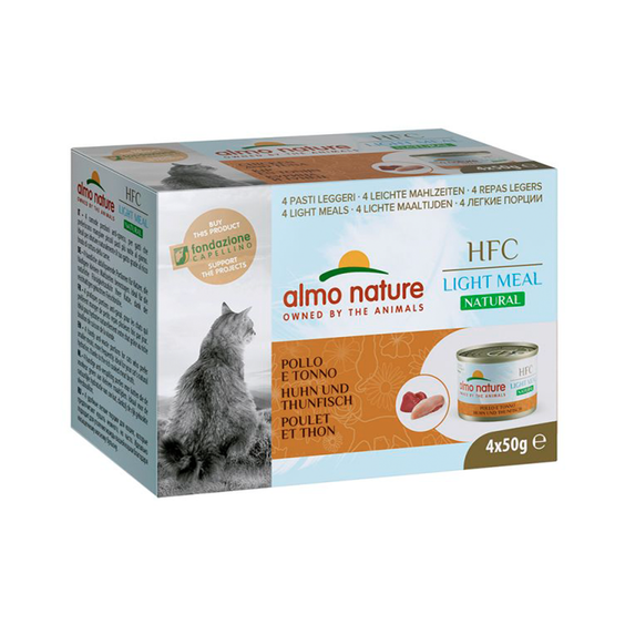 Lot de 4 pâtées pour chat HFC stérilisé Light Meal Natural poulet thon