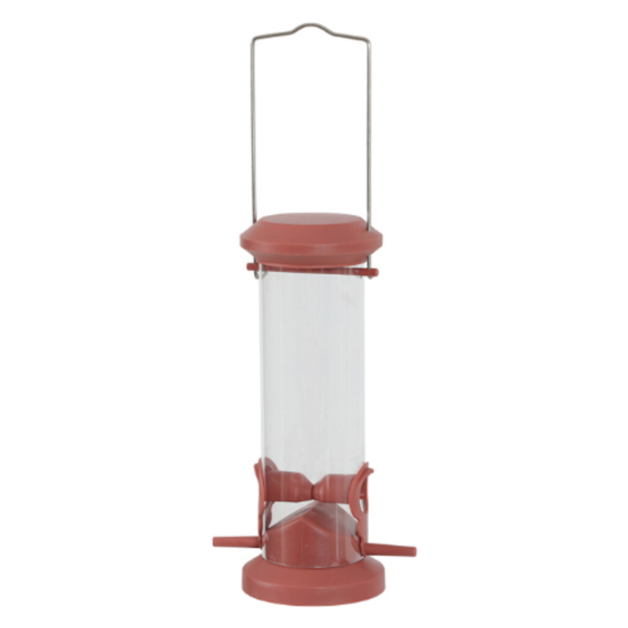 Mangeoire silo plastique rouge terracotta pour oiseau
