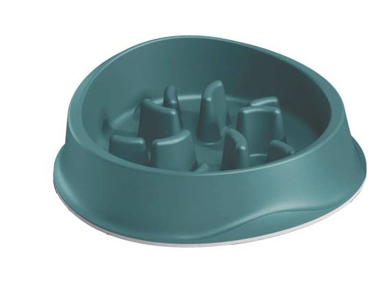 Gamelle antidérapante pour chien glouton slow feeder verte