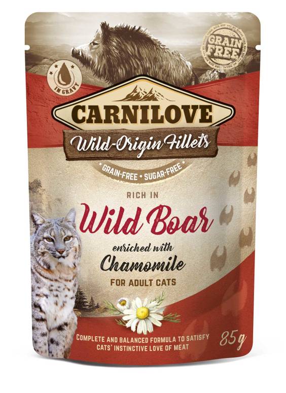 CARNILOVE Sachet Fraîcheur pour chat sans céréales Sanglier Camomille