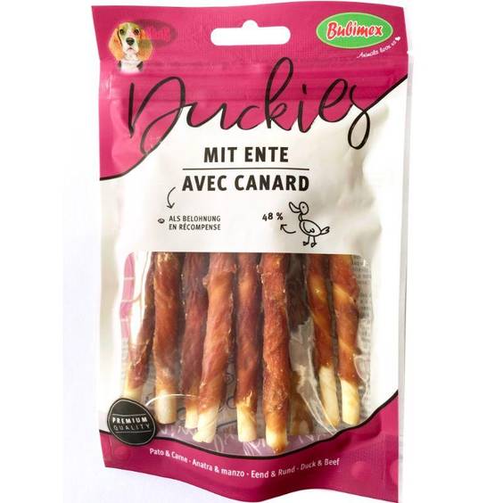 Bâtonnets canard, appétence exceptionnelle 100 g Bubimex pour chien