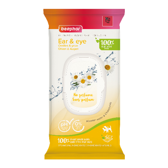 Lingettes Nettoyantes Yeux & Oreilles pour chien et chat camomille Beaphar
