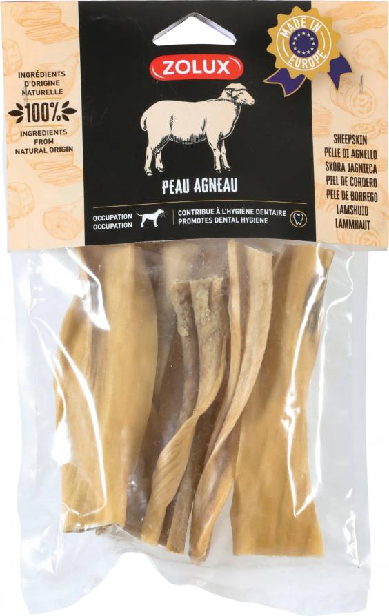 Friandise peau d'agneau naturelle pour chien