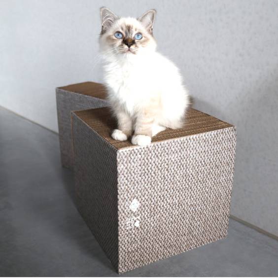 Griffoir en carton hauteur différente Freya I Love Happy Cats pour Chat