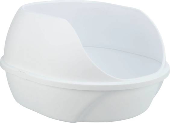 Bac de toilette pour chat anti projection très haut rebord blanc
