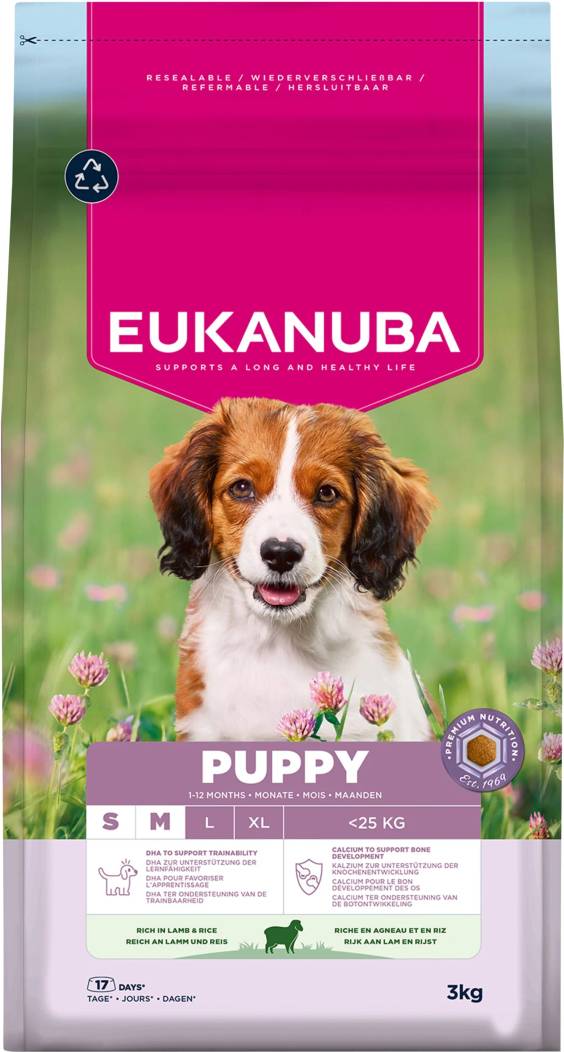 Eukanuba croquettes puppy petit et moyen chien agneau riz