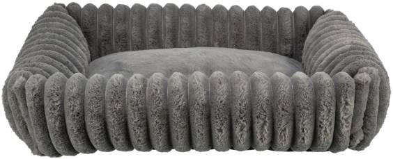 Lit pour chien gris en peluche douce et velours