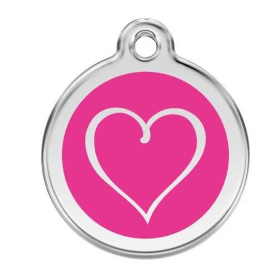Médaille motif cœur tribal rose vif pour chien et chat