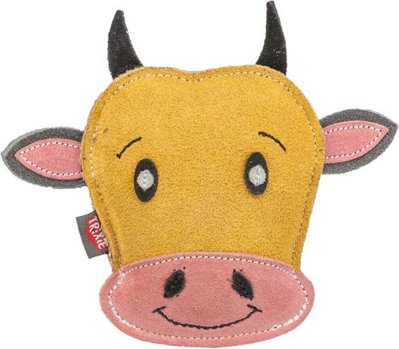 Jouet pour chien tête de vache en cuir véritable