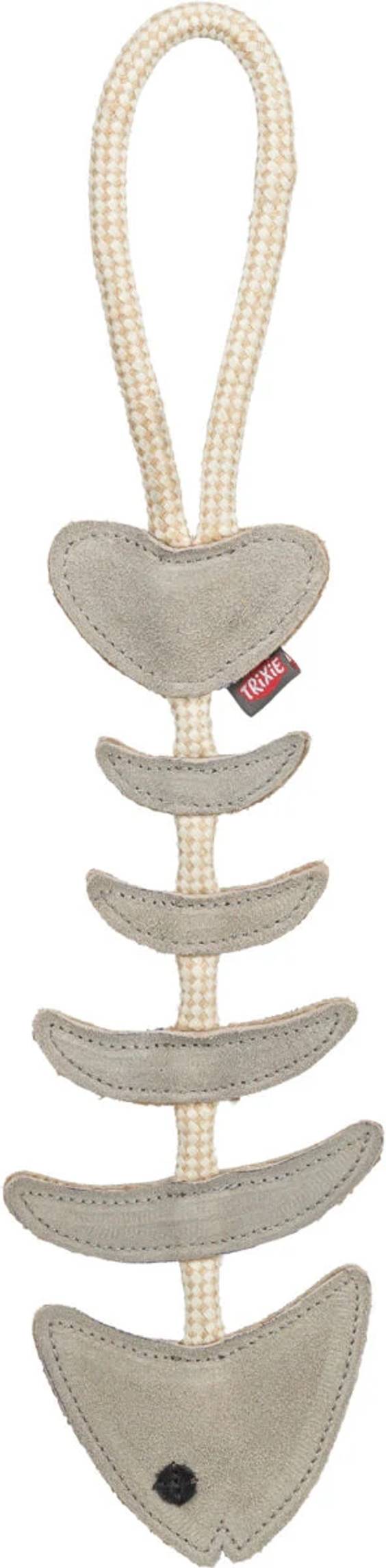 Jouet pour chien en cuir véritable arête de poisson sur corde