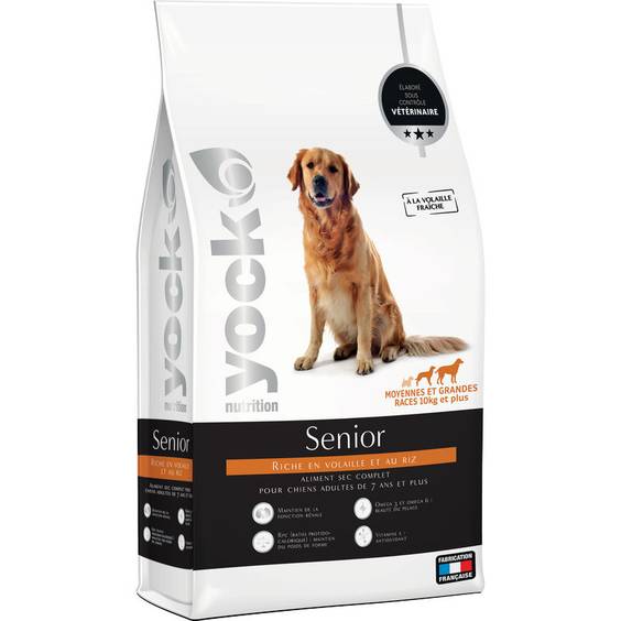 YOCK Nutrition Croquettes pour chien Mature moyennes et grandes races 15 kg