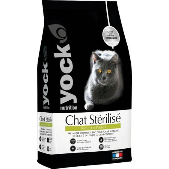 YOCK Nutrition Croquettes au Poulet pour Chat Stérilisé