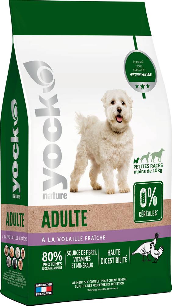 YOCK Croquettes sans céréales à la volaille, petit chien 4 kg NATURE