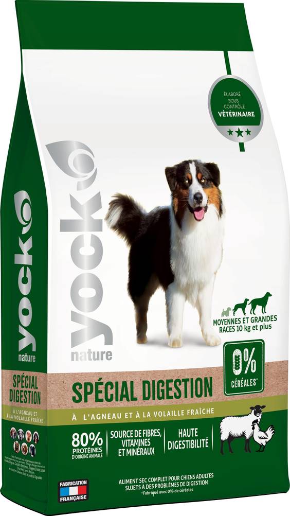 YOCK Croquettes sans céréales pour chien digestion sensible 12 kg Nature