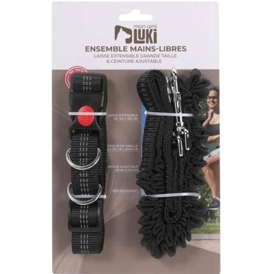 Kit mains libres, laisse extensible et ceinture ajustable Mon Ami Luki pour Chien