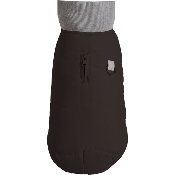 Manteau chaud contrasté noir à doublure polaire pour chien