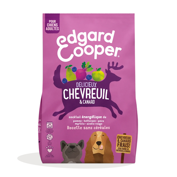 Edgard & Cooper Croquettes sans céréales pour chien au chevreuil et au canard frais