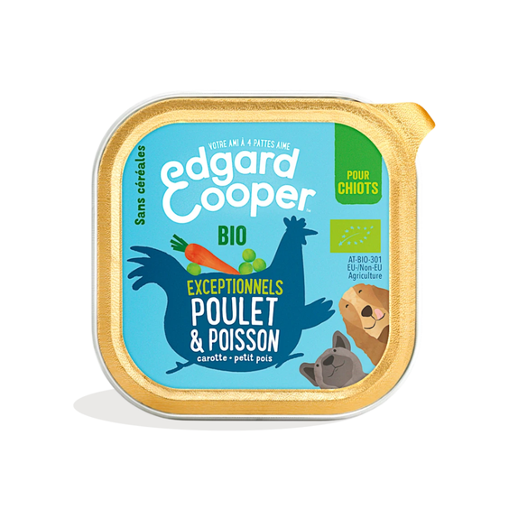 Edgard & Cooper Pâtée poulet & poisson bio pour chiot sans céréales