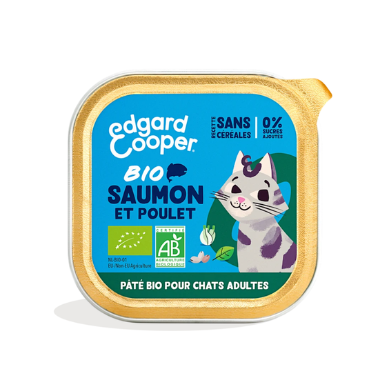 Edgard & Cooper Pâtée bio pour chat sans céréales au saumon et poulet