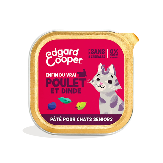 Edgard & Cooper Pâtée pour chat senior sans céréales poulet et dinde