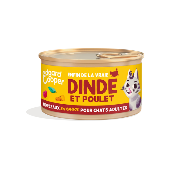 Edgard & Cooper Pâtée morceaux en sauce sans céréales pour chat dinde & poulet