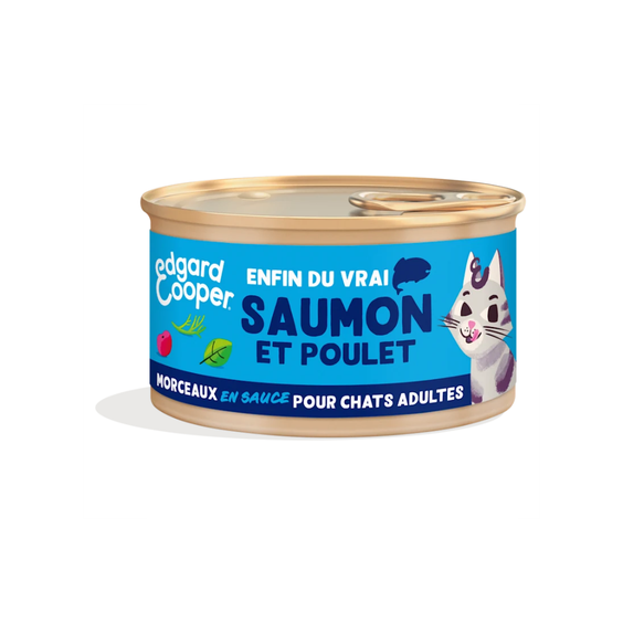Edgard & Cooper Pâtée morceaux en sauce sans céréales pour chat saumon & poulet
