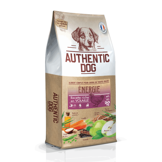 Croquettes Authentic Dog chien actif energy fabriquées en France