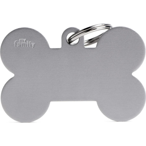 Médaille os grise personnalisable pour chien et chat