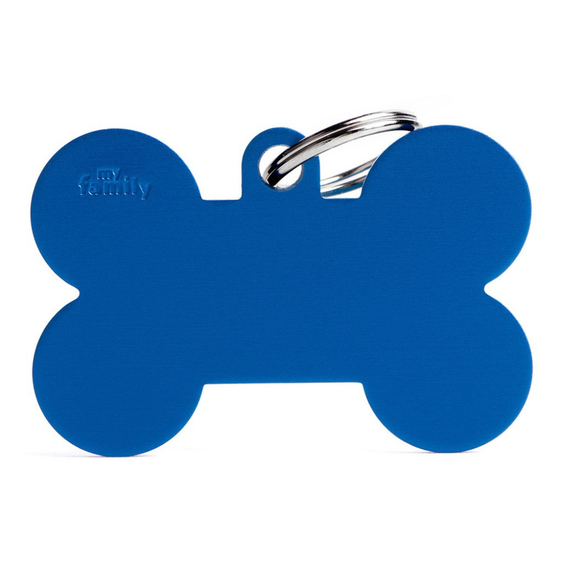 Médaille os personnalisable bleue pour chien et chat