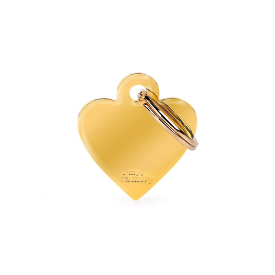 Médaille pour chien forme cœur personnalisable finition doré