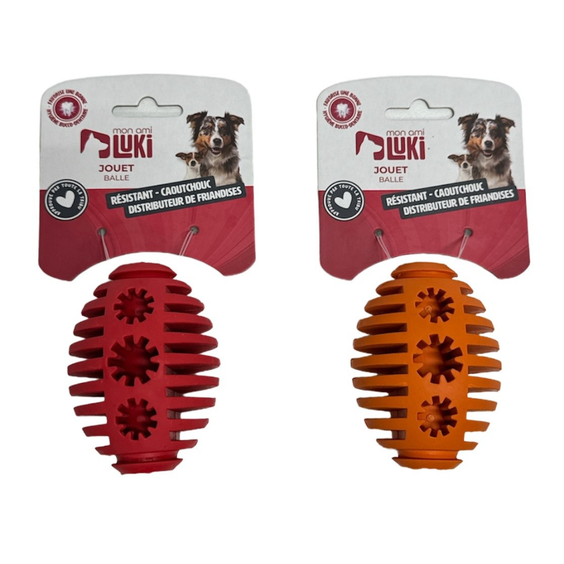 Jouet pour chien distributeur de friandises balle alvéolée en caoutchouc Mon Ami Luki