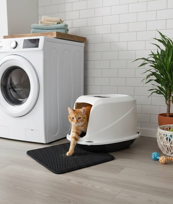 Maison de toilette blanche design pour chat Mon Ami Luki